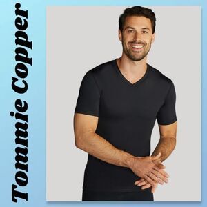 NWT Tommie Copper Mens Recovery Compression Short Sleeve V Neck